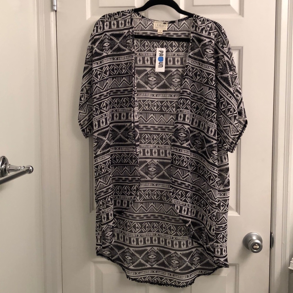 Black and white printed Kimono